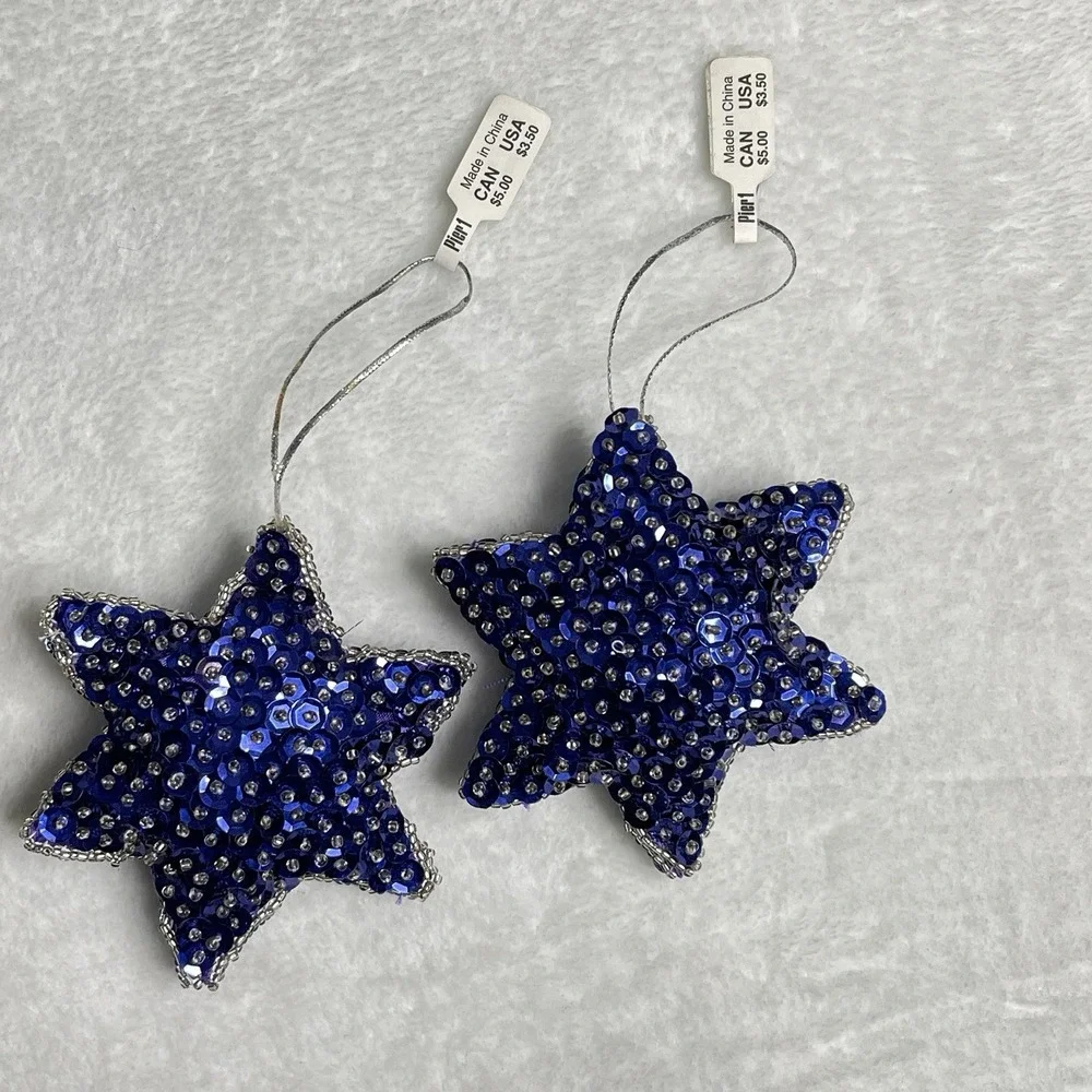 Lot‎ of 3- Pier 1 Beaded Christmas Ornaments New Old Stock NWT Sequin